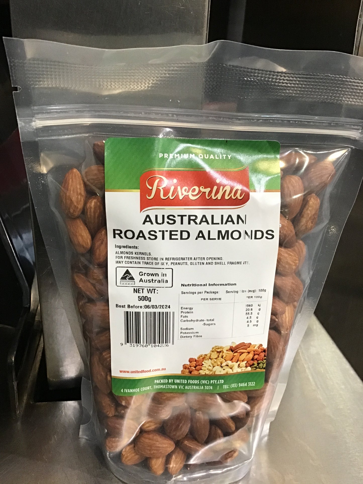 DRY ROASTED ALMONDS 500G