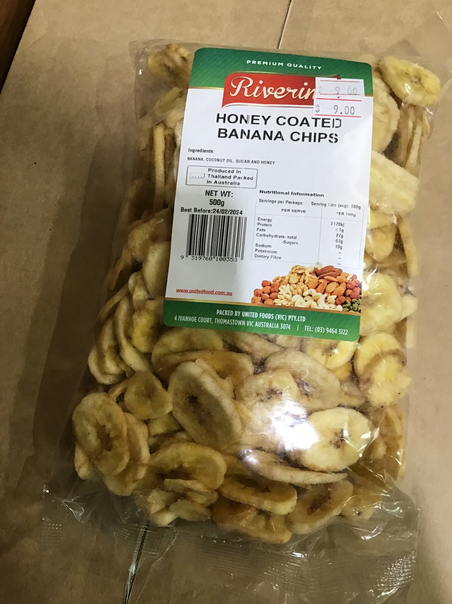 Riverina honey coated banana chips