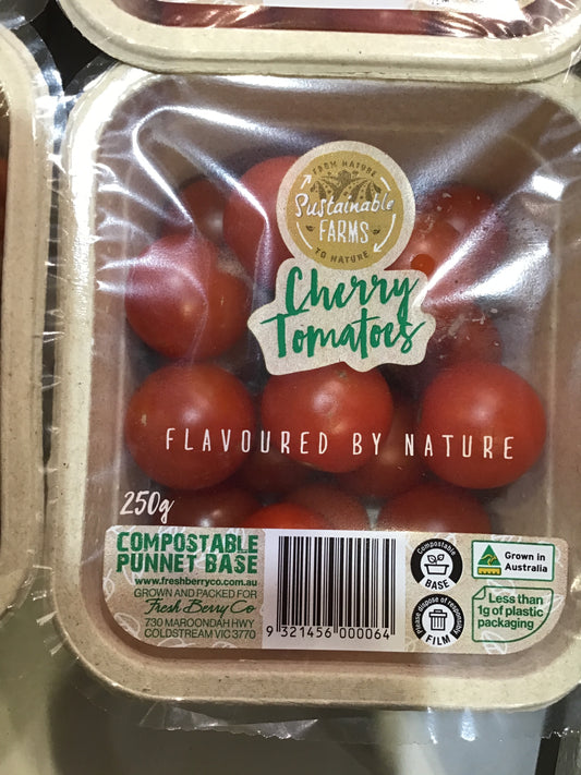 ECO PACKED CHERRY TOMATOES  250G COMPOSTABLE PUNNETS