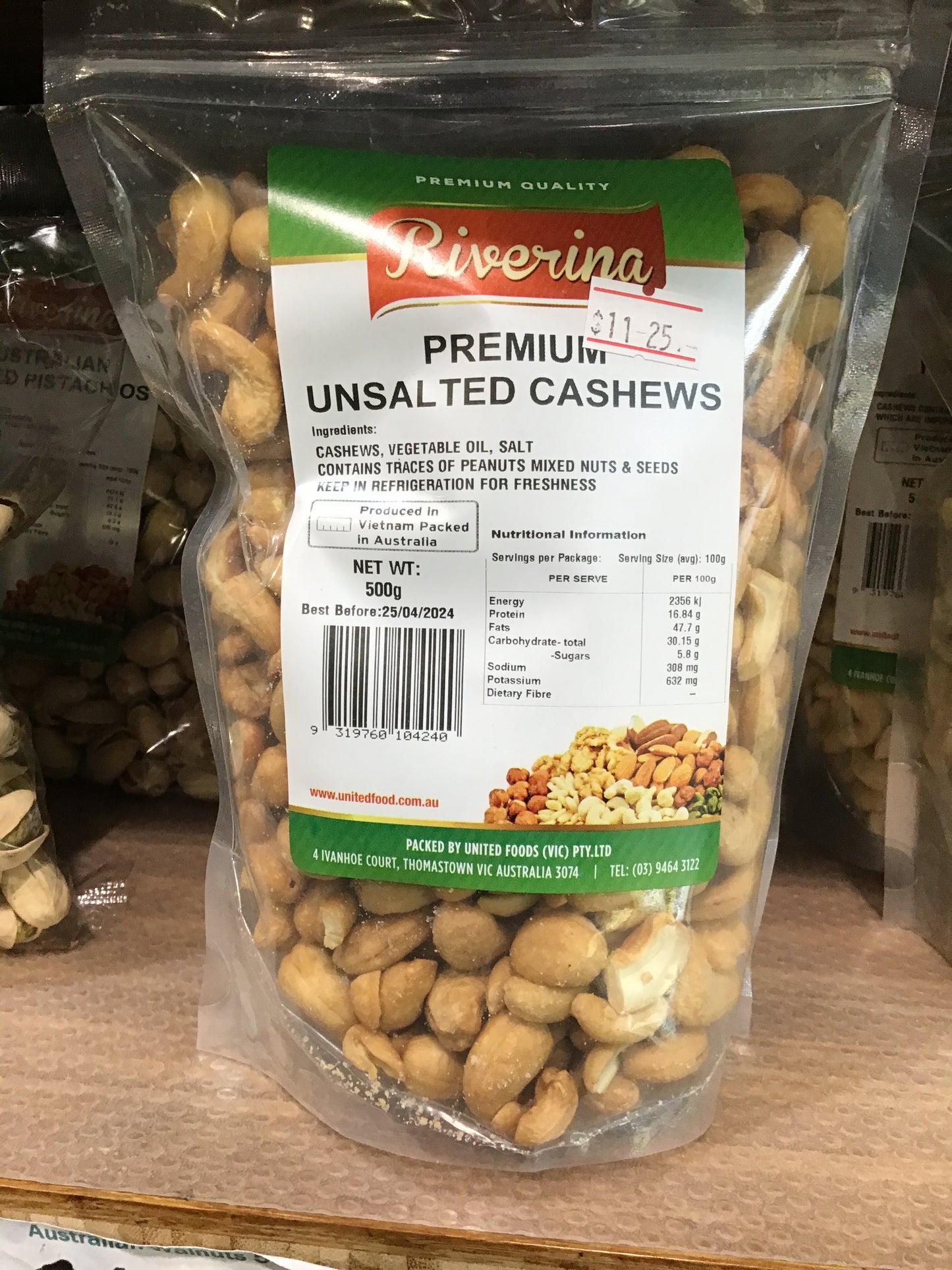 Riverina unsalted cashews